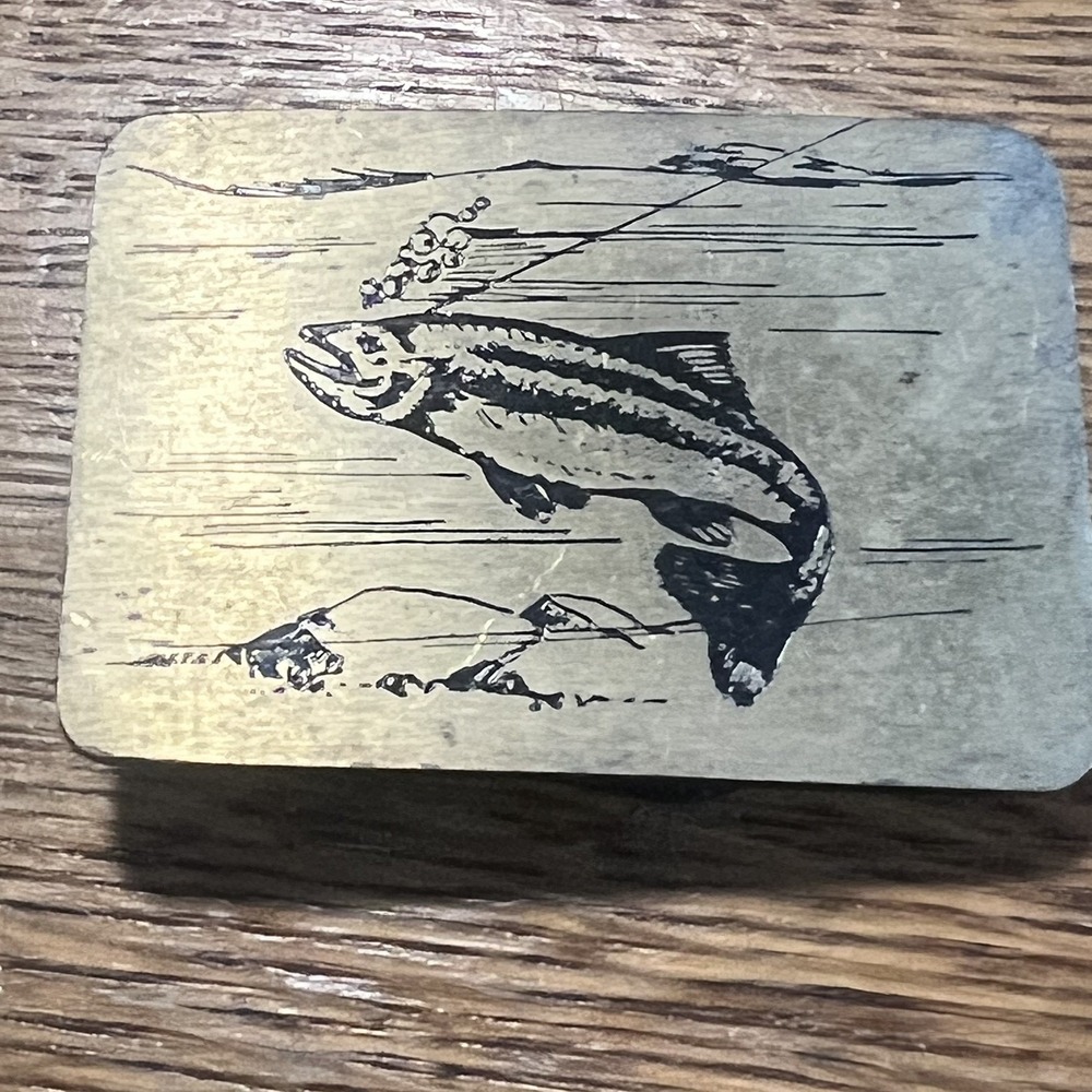 Vintage 1984 NAP Solid Brass Jumping Trout Fisherman Belt Buckle Made in USA
